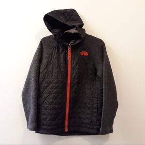 The North Face Kids Quilted Fleece Hoodie Gray/Red Size